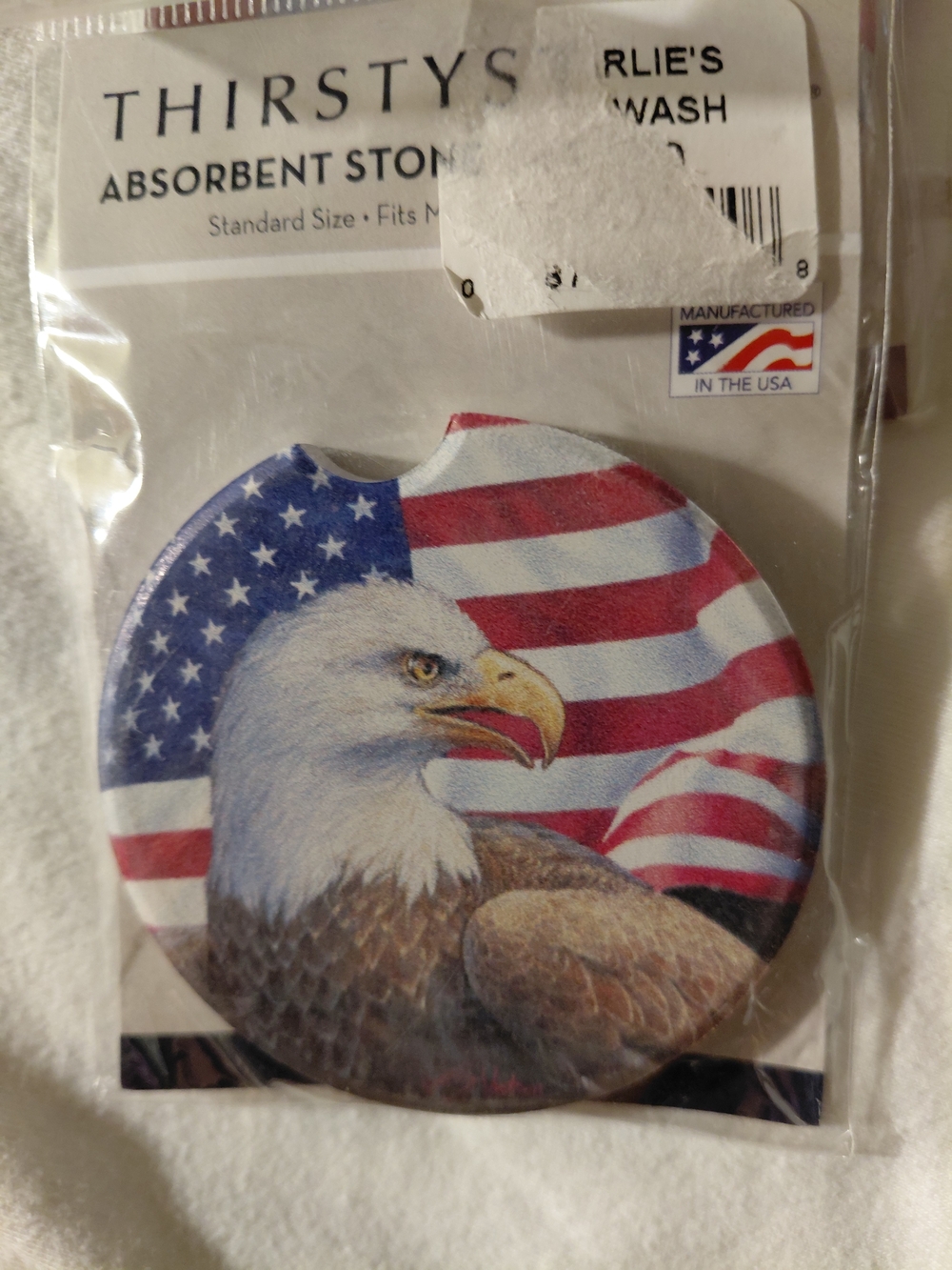 Thirstystone Patriotic Bald Eagle Car Coaster - Red, White, Blue